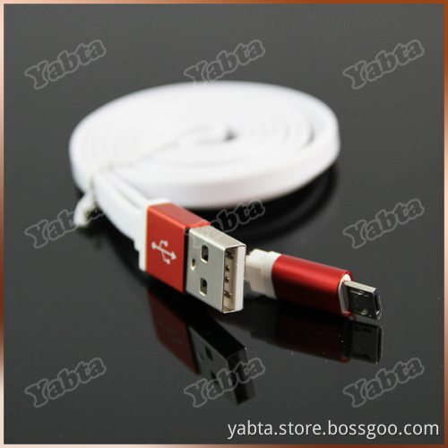 For Samsung, HTC, Blackberry, Nokia Alloy shell TPE material Flat micro usb wire